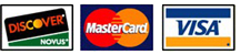 Discover, Mastercard and Visa accepted